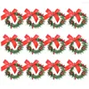 Fleurs décoratives Vert Fleur Artificielle Anneau De Paille Anneau De Serviette Arc Ssimulation Plantes Décor À La Maison 12 PCS Mimi Baies Rouges Guirlande De Cône De Pin