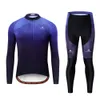 2024 Pro Mens Dark Blue Winter Cygring Jersey Set Long Sleeve Mountain Bike Cycling Clothing 통기성 MTB 자전거 의류 착용 슈트 B35