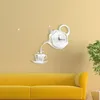 Wall Clocks 3D Clock Stickers DIY Acrylic Coffee Cup Teapot Decorative Kitchen Living Room Dining Decals Bedroom Office Decor