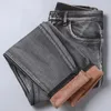 jeans maschile 2021 marchio autunno inverno inverno accarezzarsi afflitti morbidi attività pile nero blu grigio colori o62y#