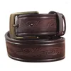 Belts Genuine High Quality Leather Belt Men Luxury Vintage Brass Pin Buckle Design Brand Strap For Jeans Designer