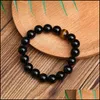 Beaded Strands Tiger Eye Malachite Onyx Beads Armband för män Kvinnor Justerbara 6mm 8mm 10mm Lava Stone Black Yoga Jewelry Lulubaby Dhano