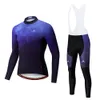 2024 Pro Mens Dark Blue Winter Cygring Jersey Set Long Sleeve Mountain Bike Cycling Clothing 통기성 MTB 자전거 의류 착용 슈트 B35