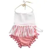 Rompers Cute Newborn Toddler Infant Baby Girls Clothes Tassel Patchwork Romper Sleeveless Jumpsuit Outfits Baby Summer Clothes J220922