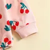 Rompers Baby Girl pannband jumpsuit långärmad baby romper och höst baby flickor nyfödda kläder körsbärstryck kläder j220922