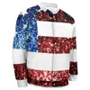 Herrjackor American Flag Red Blue Baseball Jacket Faux Sparkles Glitters Trendy Vintage Fashion Varsity Winter for Men Coats