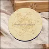 Mats Pads 2Pcs Flower Of Life Shape Segno di parete in legno Taglio laser Set antiscivolo Tovagliette in legno Tappetino rotondo Cup Pad Art Home Decor Dr Dhwvf