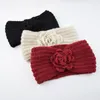 Tarmon￭a de diadema de lana con flores Bandas de cabello de cabello de crochet de crochet de invierno Cabezal Banda de cabello Calentador Accesorios para el cabello RRB15717