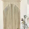 Cortina hecha a mano cuerda de algodón tejida decoración del hogar de la boda tapiz de macramé Fondo de sala de estar adorno colgante de pared puerta