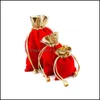 Smycken påsar väskor röda 100 st/parti 7x9cm 9x12cm veet pärlstav dstring påsar smycken presentpåse påsar för bröllop gynnar droppe dhyy7