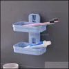 Bathroom Storage Organization Wall-Mounted Soap Rack Suction Up Box Holder Shower Dish Plate Tray Case Drop Delivery 2021 Home Garde Dhzxn