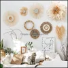 Tapestries Tapestries Nordic Retro Woven Twine Mirror Art Handmade Round Homestay Living Room Decoration Coffee Shop Boho Rame Drop D Dhu6I