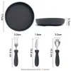 Cups Dishes Utensils 4PCS Set Baby Silicone Dishes Dining Plate With Sucker Bowl Stainless Steel Knife Fork Spoon BPA Childre3031746