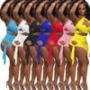 Femmes deux pièces pantalons femmes décontracté femmes jupe ensemble croix Bandange licou chemise et Mini robe cordon fête nuit Clubwear