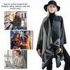 Scarves 2022 New Fashion Winter Warm Shl Wraps Cape Women Fall Knit Wool Plaid Ponchos Blanket Sweater Fleece Scarf Coat Y2209