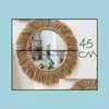 Tapestries Tapestries Nordic Retro Woven Twine Mirror Art Handmade Round Homestay Living Room Decoration Coffee Shop Boho Rame Drop D Dhu6I