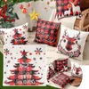 Pillow Christmas Throw Covers Decorative 17.7x17.7 IN Winter Holiday Plaid Linen Couch Standard Satin Pillowcase Set Of 2