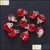Charms 10Pcs Jewelry Findings Faceted Cube Glass Loose Beads 13 Color Square Shape 2Mm Hole Austrian Crystal Bead For Bracelet Diy Dr Dhqki