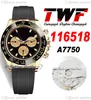 TWF V2 A7750 AMARATION Chronograph Mens Watch Yellow Gold Ceramic Bezel Black Champagne Newman Dial Oysterflex Rubber same serial card super edition editime f6