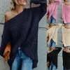 Women's Sweaters Women's Sexy Off Shoulder Gebreide Trui Vrouwen Solid Losse Flare Mouw Truien Vrouwelijke Nertsen Kasjmier Poncho Pull