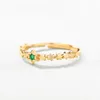 0 3MIC 9K Gold Vermeil Splated Natural Emerald Star Pierścień w 925 srebrnym biżuterie ślubne zaręczynowe na prezent179w
