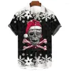 Camisas casuales para hombres Camisa con estampado 3D para hombres Patrón vikingo Manga corta Hawaiano Suelto Vacaciones Navidad Unisex