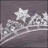 Hårklämmor Barrettes Clips Barrettes Jewelry Crown Rhinestone Tiara Bridal Wedding Star Headdress Handmased Crystal Hair Acc 546 Z2 D DHHVU