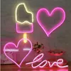 LED NEON Light Sign Sign Forma de coração Arte pendurada para o quarto da sala de estar decoração de casa decoração noite usb alimentado