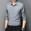 Men's Polos High Quality Long Sleeve Shirt Men 2022 Spring Autumn Fashion Business Formal Wear Chemise Solid Color Slim Male Tops