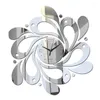 Wall Clocks Art Decals 3D Mirror Clock Sticker Set Home Decor PS Poster Flower Paster Kitchen Living Drawing Room