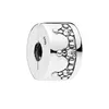 CZ Diamond Clorn Clip Charm Real 925 стерлинговые украшения DIY DIY Beads Оригинальная коробка для браслета Pandora Snake Chain Сделание зажимы зажимы набор