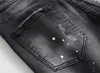 Brand Mens Designer Jeans Angustados Ripped Biker Slim Fit Luxury Jenim para homens de moda mans calças pretas derramar Hommes Pantalon