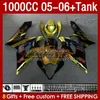 OEM-kuipen Tank voor Suzuki GSX-R1000 Golden Stock GSXR1000 GSXR 1000 CC K5 05 06 BODYS 157NO.45 1000cc GSXR-1000 2005 2006 GSX R1000 2005-2006 Spuitmal Kuip