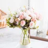 Decoratieve bloemen 1 Bunch Faux Silk Simulation Artificial Rose Flower Bouquet voor bruiloftsfeestwoning woonkamer decoratie 28 cm lang