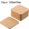 Table Mats 10Pcs Cork Coasters Square Mat Self-adhesive DIY Backing Sheet For Home Bar Insulation Pad Round Placemats Hand-made