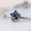 Blue Stone 925 Sterling Silver Star Beads Charm Womens Jewelry Association with Box Origin