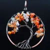 Pendant Necklace Pendulum Tree of Life Round Natural Chips Stone Reiki Wicca Witch Amulet Fashion Jewelry For Women Mens BN326