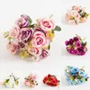 Decoratieve bloemen 1 Bunch Faux Silk Simulation Artificial Rose Flower Bouquet voor bruiloftsfeestwoning woonkamer decoratie 28 cm lang