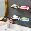 Soap Dishes 1 Pc Wall Mounted Dish Adhesive Bathroom Bar Holder With Draining Tray For Shower Kitchen Sink Sponge Storage Rack