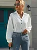Женская блузка пуговица рубашка V-вырезка блузки с длинным рукавом с длинным рукавом.