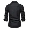 Men's Casual Shirts 2022 Trend US Size Denim Non-iron Shirt Men's Solid Color Long-sleeved