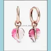 Ciondoli in argento sterling 925 a forma di cuore con foglia d'acero in oro rosa Serie Fit originale M Bracciale che realizza gioielli fai da te per le donne 859 Z2 Dh0I3