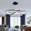 Anhängerlampen moderne einfache schwarze quadratische LED -Kronleuchter Wohnzimmer Schlafzimmer Essbürstbürstete Aluminium Glanz Kronleuchter Beleuchtung