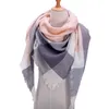 Eşarplar Tasarımcı 2022 Örme Bahar Kış Kadınları Eşarf Ekose Sıcak Kaşmir SHLS Lüks Marka Boyun Bandana Pashmina Lady Wrap Y2209