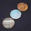 Pendant Necklaces Natural Stone Disc Shape 50mm Black Onyx Amphibole Aura Charm Jewelry Making DIY Earring Necklace Accessories
