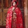 Cabo feminino Hanfu Shawl Cetim Casamento Casamento Casamento da primavera Autumn Roupas de outono com capuz Long Poncho Mujer