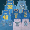 NCAA 농구 저지 래리 33 인디애나 주 시카 모어 블루 버드 UCLA 2 Lonzo Ball 32 Bill Walton Kevin Love College 착용 남성 저지.