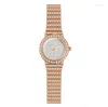 Relógios de pulso relógio de diamante tcheco para mulheres de luxo da marca de ouro