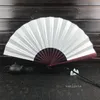 Party Favor Large 33cm Folding Fan Black White Cloth Wooden Hand Fans DIY Craft Art Planting Ornaments Men Outdoor Handfan LT053