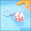 Keychains Cute Colorf Dice Key Chains Rings Resin Keychain Keyfob For Men Women Car Handbags Wallet Accessories Creative Keychainshop Dh3Cy